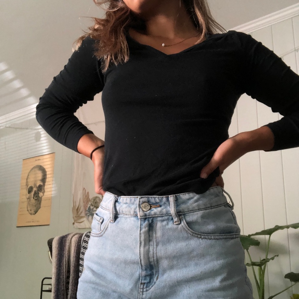 Banana Republic basic v neck black long sleeve